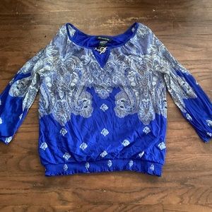 Patterned 3/4 sleeve blouse